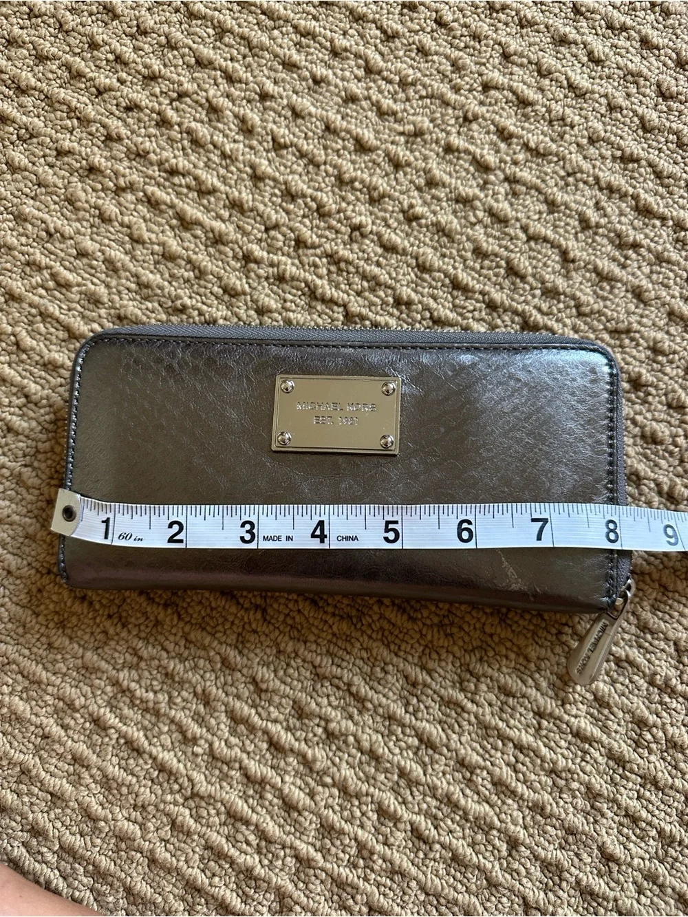 Michael Kors Gun Metal Gray/silver Embossed Continental Wallet